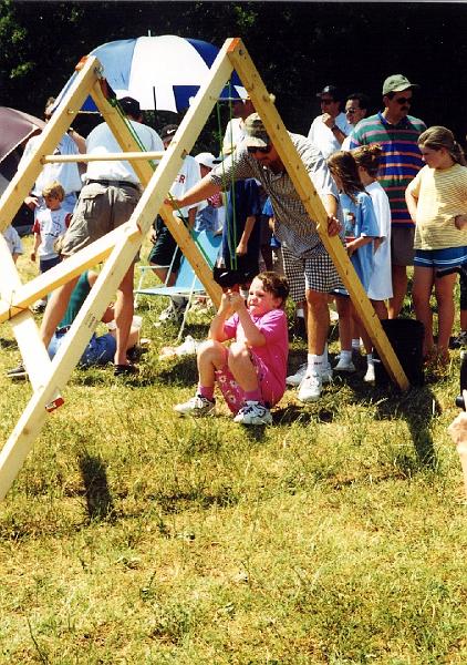 1998 - Indian Princess Family Campout, Lloyd Park, TX - Stephanie launching water ballons.jpg - 1998 - Indian Princess Family Campout, Lloyd Park, TX - Stephanie launching water ballons